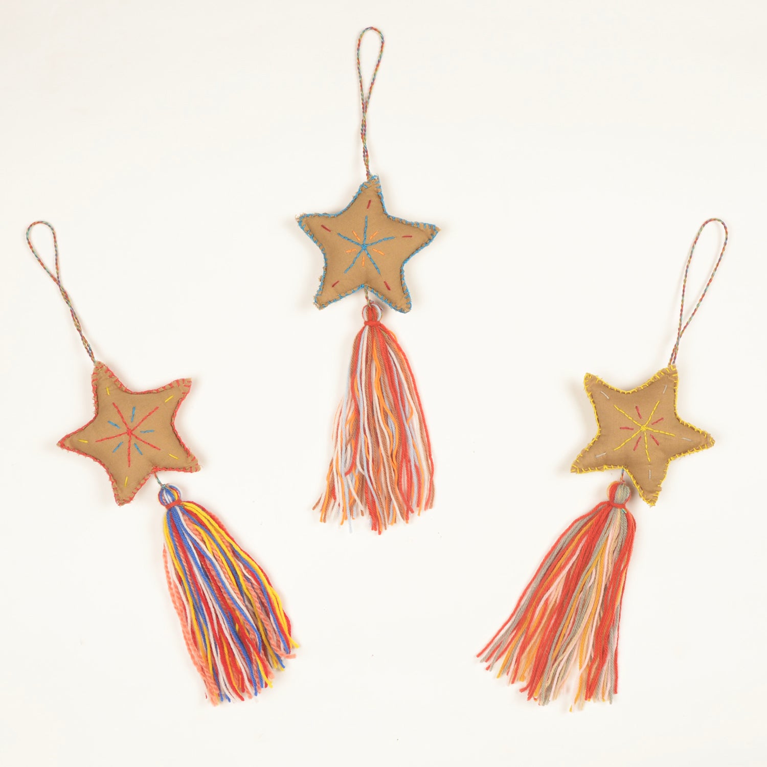 Star Ornament Set — Woollen Tassels (Set of 3)