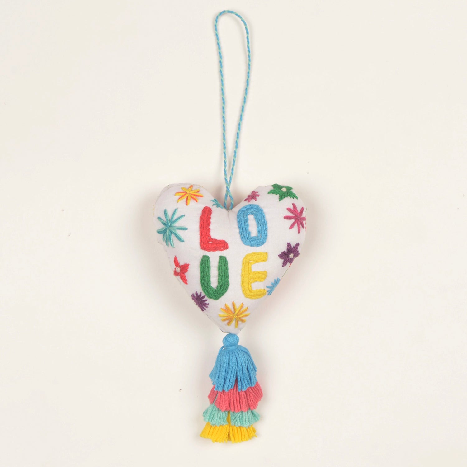 Love Heart Ornament — Hand-Embroidered